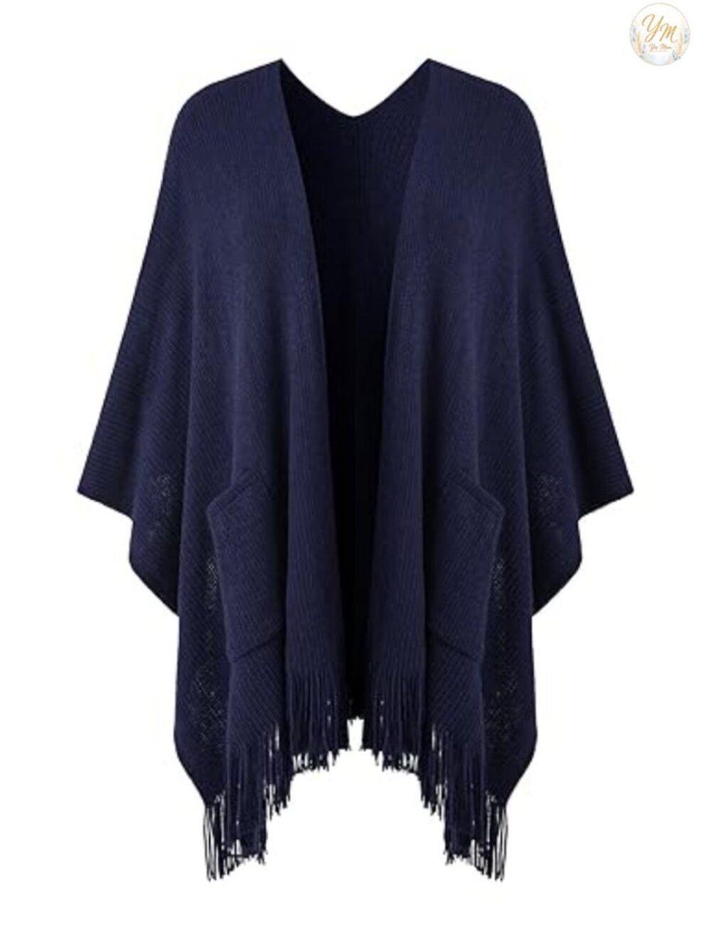Ferand Shawl Wrap Poncho Cape with Pockets Open Front Fringe